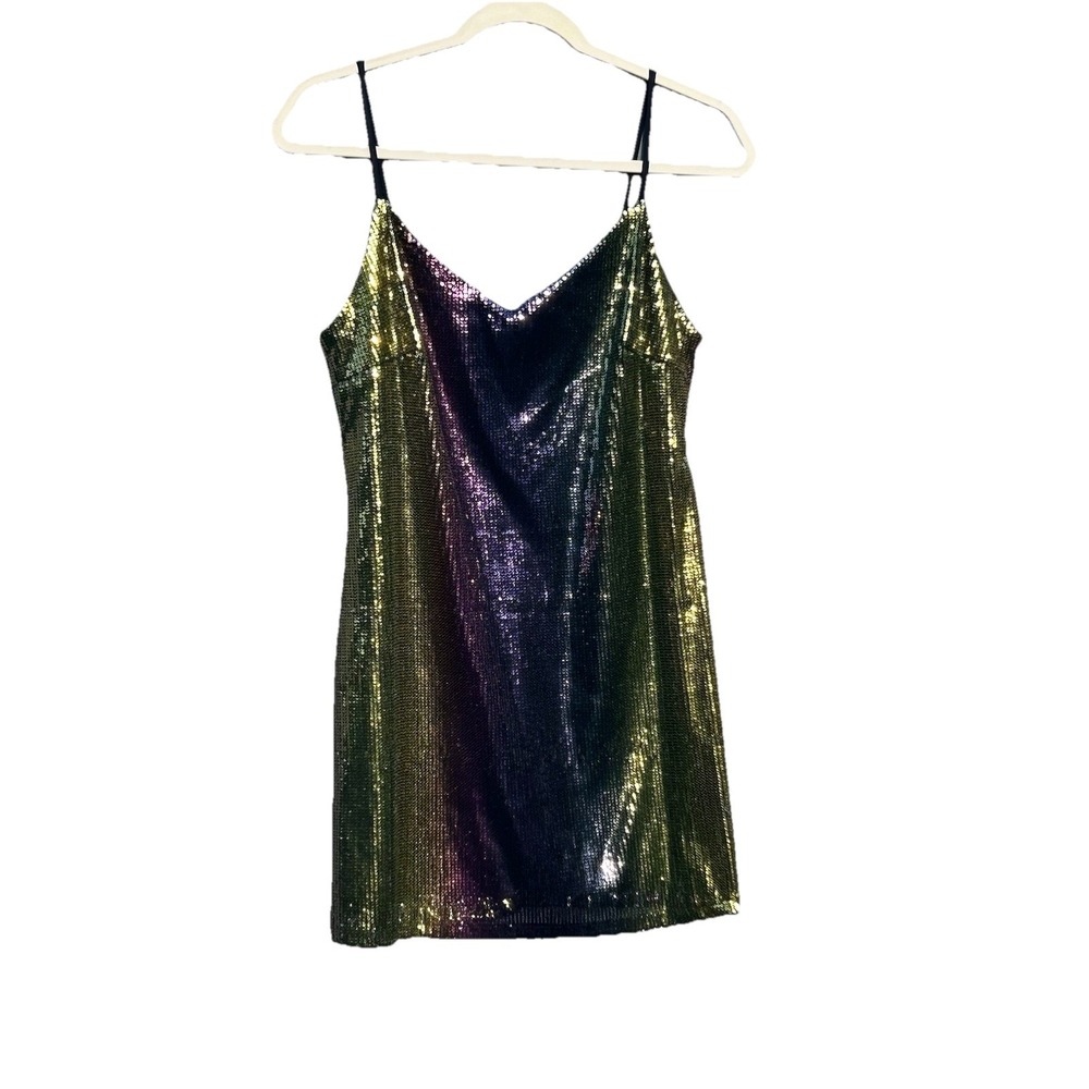 Wild Fable Rainbow Sequin Mini‎ Dress Disco Ball Size XS Y2K Homecoming